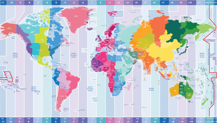 carte des fuseaux horaires monde 700